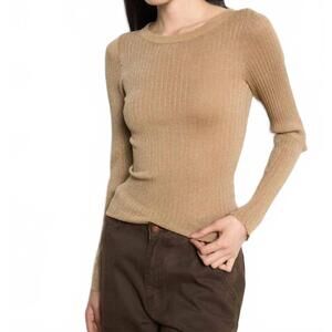 NEW SUNCOO praveg thin ribbed lurex jumper in gold